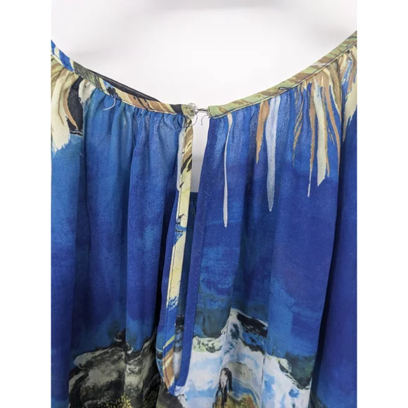 & Other Stories Dress Womens 4 Blue Horses Landscape Printed Boho Art Western - Picture 7 of 12
